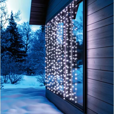 HOME KAF400DWH DOT LED-es fényfüggöny, 400 db hidegfehér DOT LED, 2x2m, 8 program, ismétlődő időzítés, hálózati tápellátás, kül- és beltéri kivitel