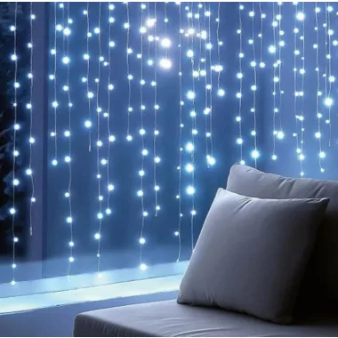 HOME KAF50DLEDWH DOT LED-es fényfüggöny, 50db hidegfehér DOT LED, 81cm, állófényű, adapteres tápellátás, beltéri kivitel