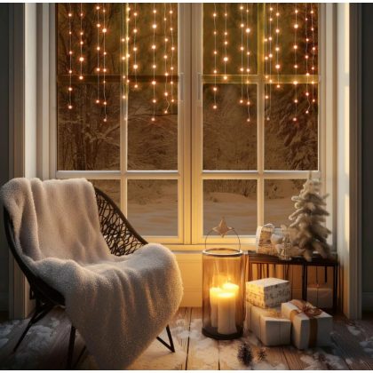   HOME KAF50DLEDWW DOT LED-es fényfüggöny, 50db melegfehér DOT LED, 81cm, állófényű, adapteres tápellátás, beltéri kivitel