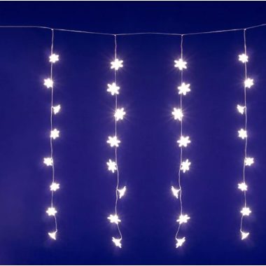 HOME KAF50WW LED-es hópehely fényfüggöny, 1,35 m, 50 db melegfehér LED, hálózati tápellátás, beltéri kivitel