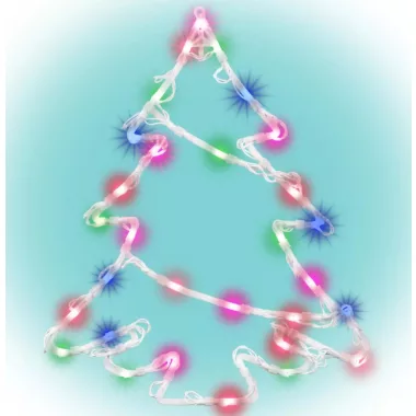 Home KID 502 B/M  fenyőfa ablakdísz, 35 db színes LED, 3 funkció, kapcsolható