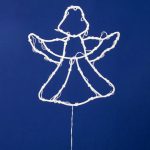   Home KID501BWW LED-es angyal ablakdísz, 33x30 cm, 35 db melegfehér LED, időzítő, elemes tápellátás, beltéri kivitel