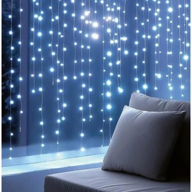 Home KIN126DWH DOT LED-es fényfüggöny, 0,9 m, 126 db hidegfehér DOT LED, állófényű, hálózati tápellátás, beltéri kivitel