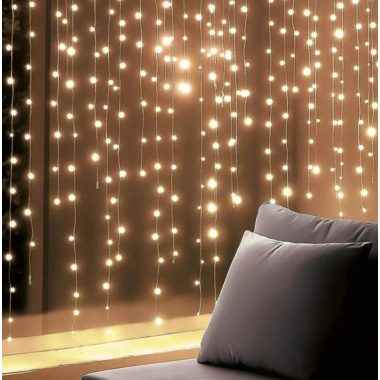 Home KIN126DWW DOT LED-es fényfüggöny, 0,9 m, 126 db melegfehér DOT LED, állófényű, hálózati tápellátás, beltéri