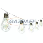   HOME ML 15 GLOBE Villanykörte fényfüzér, 15 üveg villanykörte, kül- és beltéri, adapteres, 75 melegfehér LED