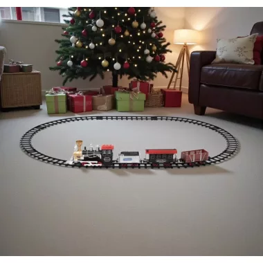 Home TRN 01 elemes kisvasút, 1 mozdony és 3 vagon, vízgőzt képez, piros LED világítás, hanghatás, 47 cm-es pálya