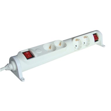 TRACON HRRK2/2 Forgatható-rögzíthető elosztósáv, kapcsolós 2×2×SCHUKO, 3m, max.16A, 250VAC