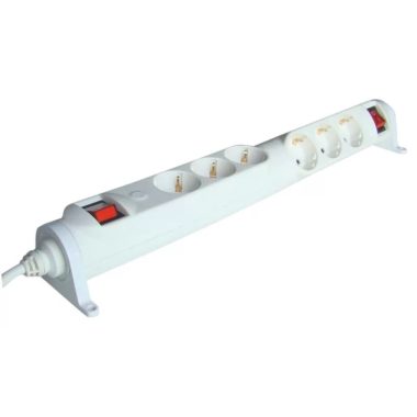 TRACON HRRK3/3 Forgatható-rögzíthető elosztósáv, kapcsolós 2×3×SCHUKO, 3m, max.16A, 250VAC, 3680W, 3x1,5mm2, H05VV-F