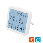   Home HSTHC hő- és páratartalom mérő, óra, nagy LCD kijelző, Smart Life, Tuya Smart, okos otthon, telefonos értesítés, automatizálás, eszközvezérlés, riasztás
