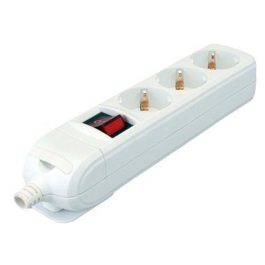 TRACON HUR-03K Újravezetékezhető, hordozható elosztósáv 3×SCHUKO, max.16A, 250VAC