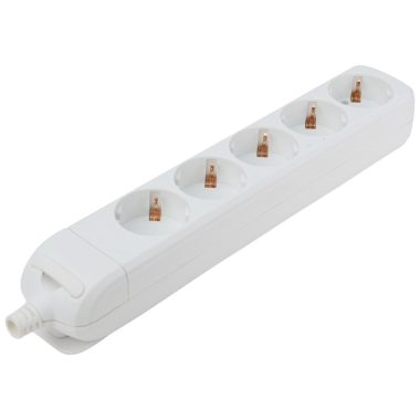 TRACON HUR-05 Újravezetékezhető, hordozható elosztósáv 5×SCHUKO, max.16A, 230V