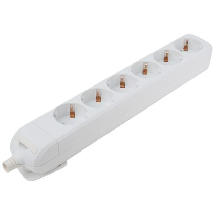 TRACON HUR-06 Újravezetékezhető, hordozható elosztósáv 6×SCHUKO, max.16A, 250VAC