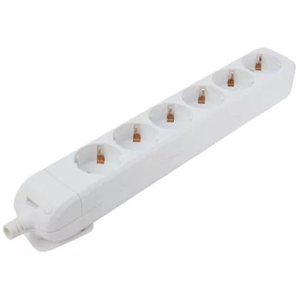   TRACON HUR-06 Újravezetékezhető, hordozható elosztósáv 6×SCHUKO, max.16A, 250VAC