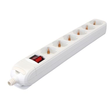 TRACON HUR-06K Újravezetékezhető, hordozható elosztósáv 6×SCHUKO, max.16A, 250VAC