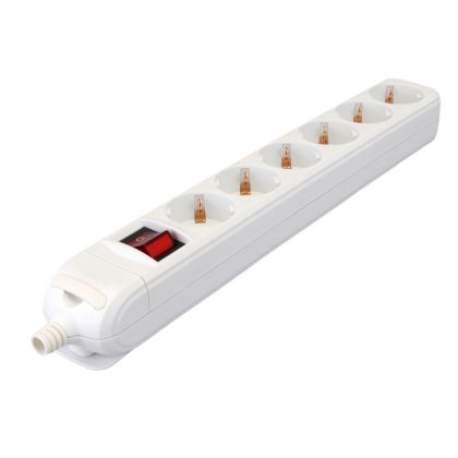 TRACON HUR-06K Újravezetékezhető, hordozható elosztósáv 6×SCHUKO, max.16A, 250VAC