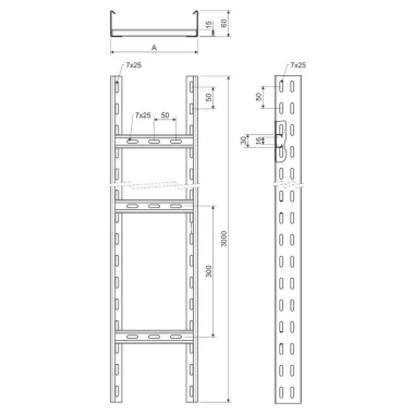 KOPOS INOXKL-60X300-IX Kábellétra rozsdamentes -3m