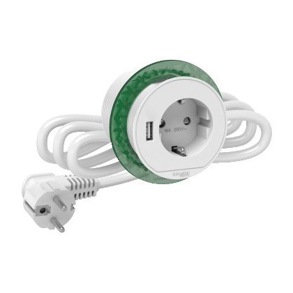   SCHNEIDER INS44004 UNICA SYSTEM+ Bútorba süllyeszthető 2P+F / USB A, fehér