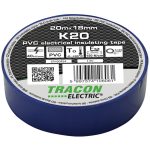 TRACON K20 Szigetelőszalag, kék 20m×18mm, PVC, 0-90°C, 40kV/mm