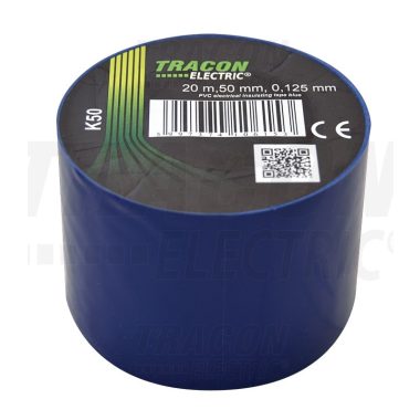 TRACON K50 Szigetelőszalag, kék 20m×50mm, PVC, 0-90°C, 40kV/mm