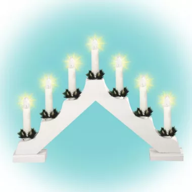 HOME KAD 03 gyertyapiramis, melegfehér fényű, fehérre festett fa