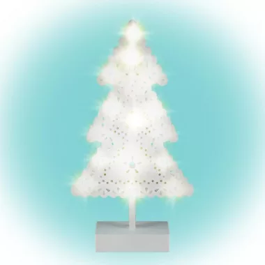 HOME KAD 19 PINE LED-es asztali dísz, fenyőfa, műanyag, melegfehér világítás, 21x39 cm