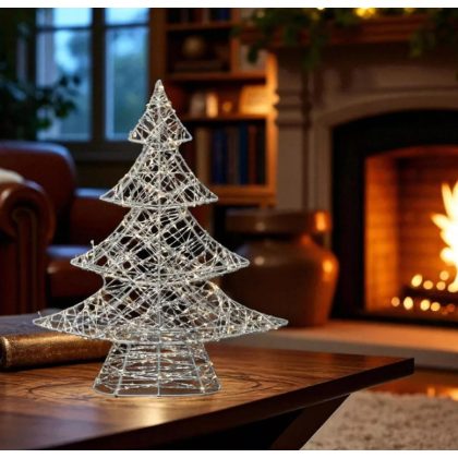   HOME KAD45 fém fenyő dekoráció, 160db melegfehér micro LED, 5 m tápvezeték, adapteres tápellátás, beltéri kivitel