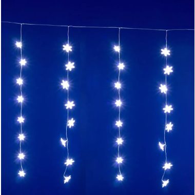 HOME KAF50WH LED-es hópehely fényfüggöny, 1,35 m, 50 db hidegfehér LED, hálózati tápellátás, beltéri kivitel