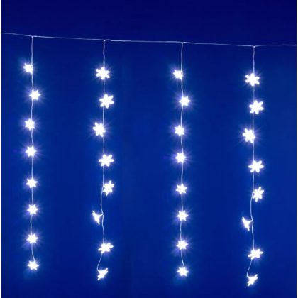   HOME KAF50WH LED-es hópehely fényfüggöny, 1,35 m, 50 db hidegfehér LED, hálózati tápellátás, beltéri kivitel