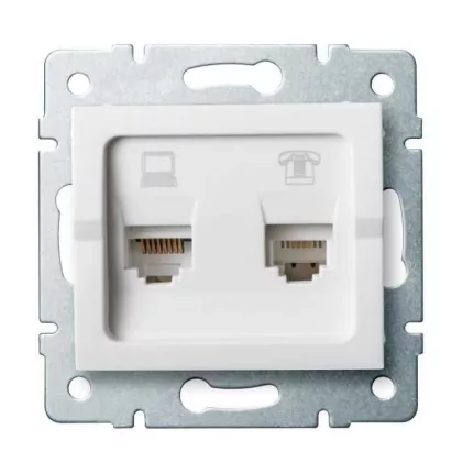   KANLUX 25112 LOGI 02-1430-002 Adat-telefoncsatlakozó aljzat (RJ45 Cat 5e+RJ11)