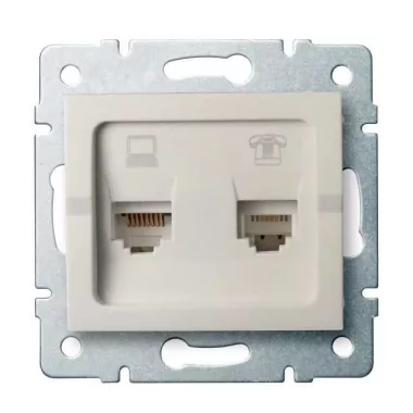 KANLUX 25172 LOGI 02-1440-003 Adat-telefoncsatlakozó aljzat (RJ45 Cat 6+RJ11)