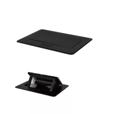 KANLUX 28312 BIURO+ 04-0051-100 aszt.doboz Soft POP-UP fém asztali, 2xM45 250V AC 16A IP20 fekete