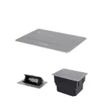   KANLUX 28313 BIURO+ 04-0052-100 aszt.doboz Soft POP-UP fém asztali, 2xM45 250V AC 16A IP20 ezüst