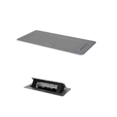 KANLUX 28315 BIURO+ 04-0062-100 aszt.doboz Soft POP-UP fém asztali, 3xM45 250V AC 16A IP20 ezüst