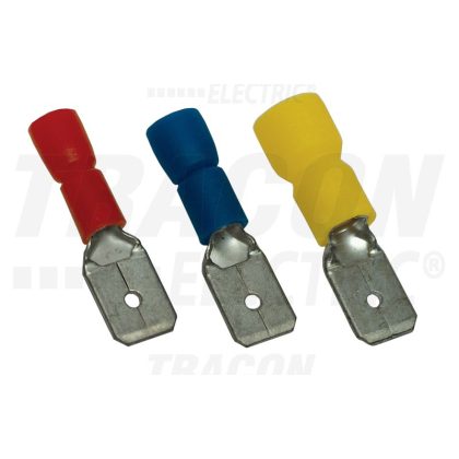   TRACON KCS5 Szigetelt rátolható csatlakozó csap, sárgaréz, kék 4,8×0,8mm, 2,5mm2, 100 db/csomag