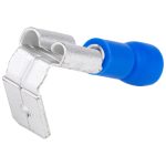 TRACON KCSE Szigetelt rátolható csatlakozó csap+hüvely, sárgaréz, kék 6,3×0,8mm, 2,5mm2