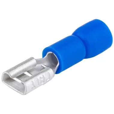 TRACON KCSH3 Szigetelt rátolható csatlakozó hüvely, sárgaréz, kék 2,8×0,5mm, 2,5mm2