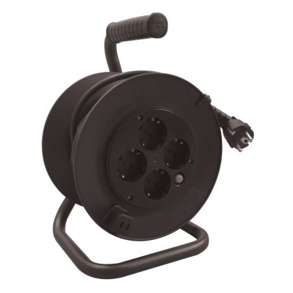   TRACON KD-4/20-B Kábeldobos hosszabbító, fémvázzal 4×SCHUKO, 20m, 250V AC, 16A, 3×1,5mm2, H05VV-F, IP20