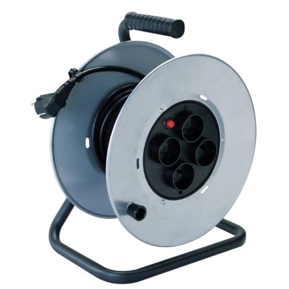 TRACON KD-4/50-B Kábeldobos hosszabbító, fémvázzal 4×SCHUKO, 50m, 250V AC, 16A, 3×1,5mm2, 