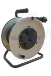 TRACON KD-6/40-A Kábeldobos hosszabbító, fémvázzal 4×SCHUKO, 40m, 250V AC, 16A, 3×1,5mm2, H07RN-F, IP44