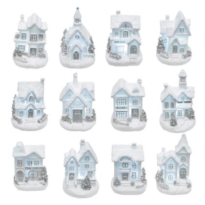   Home KDC 02 téli LED-es házikó, fehér, 12 féle forma, polyresin, beltéri