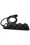 TRACON KE4-3M Kültéri elosztósáv, fekete 16A/250VAC, IP44, H07RN-F, 3G1.5, 3m, 4×SCHUKO