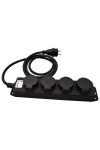 TRACON KE4-3M Kültéri elosztósáv, fekete 16A/250VAC, IP44, H07RN-F, 3G1.5, 3m, 4×SCHUKO