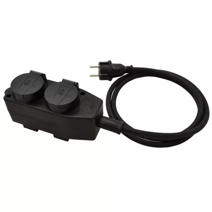   TRACON KE4-5M Kültéri elosztósáv, fekete 16A/250VAC, IP44, H07RN-F, 3G1.5, 5m, 4×SCHUKO