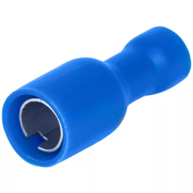 TRACON KHA4 Szigetelt hengeres csatlakozó aljzat, elektrolitréz, kék 2,5mm2, (d1=2,1mm, d2=5mm), PVC