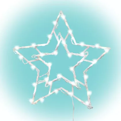  Home KID503WW csillag ablakdísz, kül- és beltéri kivitel, 35 db melegfehér LED, 2 tapadókorong, fehér tápkábel, 33 x 28 cm
