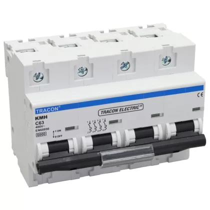   TRACON KMH 4P 125A C Kismegszakító, nagyáramú, 4 pólus, C karakterisztika 125A, 6kA (KMH 4P C25A)