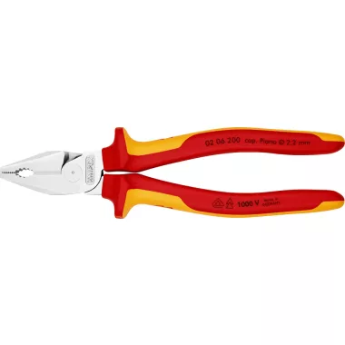 KNIPEX 02 06 200 SB Kombinált fogó többkomponensű markolattal szigetelt, VDE-bevizsgált krómozott 200 m
