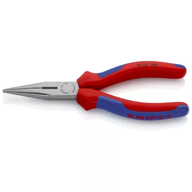 KNIPEX 25 02 160 SB Fél-kerek csőrű fogó vágóéllel (Rádiófogó) feketére foszfátozott 160 mm