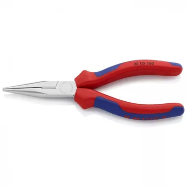 KNIPEX 25 05 160 SB Fél-kerek csőrű fogó vágóéllel (Rádiófogó) krómozott 160 mm