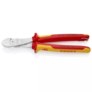KNIPEX 74 06 250 T BK KNIPEX Erő-kímélő oldalcsípőfogók rögzítőszemmel krómozott VDE 250 mm